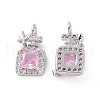 Brass Micro Pave Clear Cubic Zirconia Charms KK-E068-VF219-1