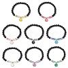 8Pcs 8 Colors Natural Lava Rock & Synthetic Moonstone Beads Stretch Bracelets BJEW-JB11566-2