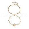 2Pcs 2 Styles Brass Twist Chain Bracelets and Paperclip Chain Bracelets for Women Men BJEW-JB10593-4