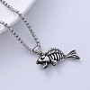 Vintage Punk Stainless Steel Skeleton Fish Pendant Necklaces for Hip-hop Streetwear PZ9152-3
