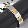 Flower 304 Stainless Steel Open Cuff Bangles for Women  STAS-Z117-07GP-1