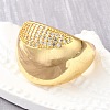 Brass Micro Pave Cubic Zirconia Open Cuff Rings for Women RJEW-K292-09G-2