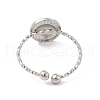 Non-Tarnish 304 Stainless Steel Flat Round Open Cuff Ring for Women RJEW-E066-07P-3