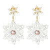 Christmas Snowflake Glass Seed Braided Dangle Earrings EJEW-MZ00233-04-1