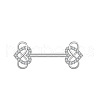304 Stainless Steel Clear Cubic Zirconia Nipple Bar WGA11FA-05-1