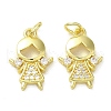 Rack Plating Brass Micro Pave Clear Cubic Zirconia Pendants KK-O017-02C-G-1