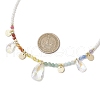 Glass Teardrop & Brass Disc Pendant Necklaces NJEW-JN05191-3