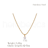 Simple Stainless Steel Pave Clear Cubic Zirconia Round Pendant Necklaces for Women's Daily Wear TJ1093-2-3