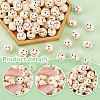   Printed Natural Wood European Beads WOOD-PH0002-79C-4