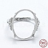 Anti-Tarnish Rhodium Plated 925 Sterling Silver Finger Ring Components STER-G027-06P-4