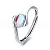 925 Sterling Silver & Natural Moonstone Adjustable Finger Rings FS-WG9EA45-01-2