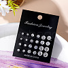 12 Pairs 6 Sizes Brass with Clear Cubic Zirconia Stud Earrings Sets PW-WG99341-02-1