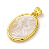 Natural White Shell Carved Nine Tailed Fox Pendants KK-D537-06G-02-2