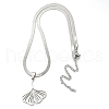 Ginkgo Leaf 304 Stainless Steel Herringbone Chains Pendant Necklaces NJEW-K253-36P-4