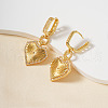 Elegant Brass Clear Cubic Zirconia Heart Hoop Earrings QB5366-2-2