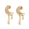 Brass Clear Cubic Zirconia Stud Earrings for Women EJEW-D280-03G-01-1