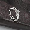 Square Clear Cubic Zirconia Cuff Rings RJEW-G337-37P-1