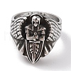 Viking 304 Stainless Steel Angel Cross Sword Wide Finger Rings for Mens RJEW-U005-03AS-2