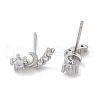 Brass Clear Cubic Zirconia Stud Earrings EJEW-Q014-11P-2