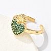 Sacred Heart Brass Micro Pave Cubic Zirconia Cuff Rings for Women RJEW-B117-01G-4