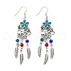 Flower & Feather Alloy Chandelier Earrings EJEW-G426-05AS-4