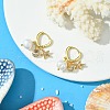 Starfish & Shell & Natural Pearl Drop Huggie Hoop Earrings EJEW-SZ0001-61-4