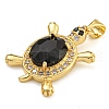 Tortoise Rack Plating Brass Micro Pave Cubic Zirconia Charms KK-G513-78A-03G-2
