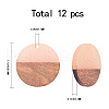 SUNNYCLUE Transparent Resin & Walnut Wood Pendants RESI-SC0001-14-H40-2
