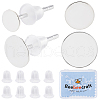 Beebeecraft 20Pcs 925 Sterling Silver Round Flat Pad Stud Earring Findings DIY-BBC0001-81-1