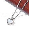 304 Stainless Steel Pave Shell Heart Pendant Rope Chain Necklaces for Women NJEW-Z070-02P-3