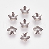 Non-Tarnish 5-Petal 201 Stainless Steel Flower Bead Caps STAS-L205-17P-1