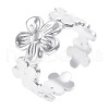 Stainless Steel Flower Open Cuff Rings for Women Men GQ4902-1-1