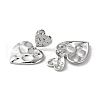 Rack Plating Brass Textured Heart Dangle Stud Earring EJEW-H099-04P-2