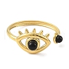 Natural Dyed & Heated Black Agate Finger Rings RJEW-F166-57G-2