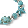 Starfish & Tortoise Synthetic Turquoise Beaded Stretch Bracelets & Dangle Earrings Kits SJEW-JS01311-02-4