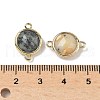 Brass Pave Natural Yellow Opal Faceted Flat Round Connector Charms G-U028-04G-11-3