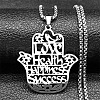 304 Stainless Steel Hollow Cut Hamsa Hand Pendant Necklaces NJEW-H065-07P-1