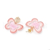 Brass Printing Acrylic Butterfly Dangle Stud Earrings EJEW-JE06431-01-4