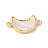 Brass Pave Natural White Shell Connector Charms KK-S522-03G-G-2