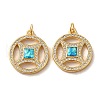 Copper Cash Brass Micro Pave Cubic Zirconia with Synthetic Opal Pendants KK-D096-08G-01-1