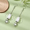 Acrylic Bear & Lampwork Heart Dangle Earrings EJEW-JE05416-02-3