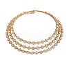 Flat Round Alloy Rhinestone Chain Bracelets & Stud Earrings & Multilayer Chain Necklaces FS-WG65918-01-3