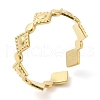 304 Stainless Steel Rhombus Open Cuff Ring for Women RJEW-I098-30G-1