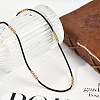 Ion Plating(IP) 304 Stainless Steel Round Beaded Nylon Cord Necklaces for Women NJEW-P320-15G-01-2