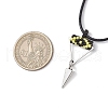 Cylinder Seed Beaded Evil Eye & Alloy Pyramid Cone Pendant Necklaces NJEW-MZ00105-02-3