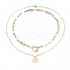 Pendant & Paperclip Chain Necklaces Set NJEW-JN02755-1