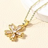 Flower Brass Micro Pave Cubic Zirconia Stud Earrings & Pendant Necklaces Sets SJEW-Z002-02G-2