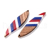 Independence Day Opaque Striped Resin & Walnut Wood Pendants RESI-U010-02B-2