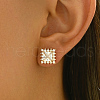 Brass Micro Pave Clear Cubic Zirconia Square Stud Earrings AV3279-4