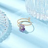 Flower Natural Amethyst Adjustable Rings RJEW-TA00126-02-2
